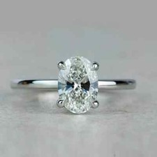 1Ct Oval Cut Lab Created Diamond Solitaire Engagement Ring 14K White Gold Finish