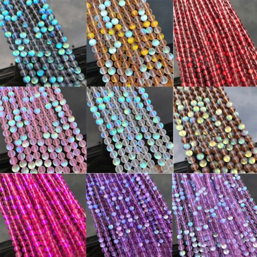Mystic Aura Quartz Gemstone Loose Beads Holographic Quartz Matte DIY Bracelets - Picture 1 of 33