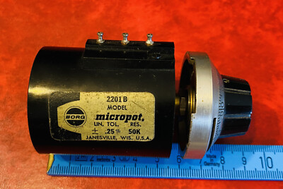 50K,0.25%-BORG 2201B MODEL,MICROPOT. DUODIAL HELIPOT DIAL,U.S.PATENT, RARITÄT!!!