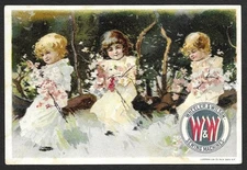 Victorian Trading Card - Wheeler & Wilson - "Three Girls with Flowers" (5D5)
