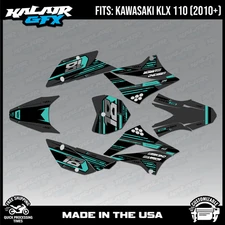 Graphics Kit for Kawasaki KLX110 KLX110R/RL (2010-2024) Warrior - Teal Shift