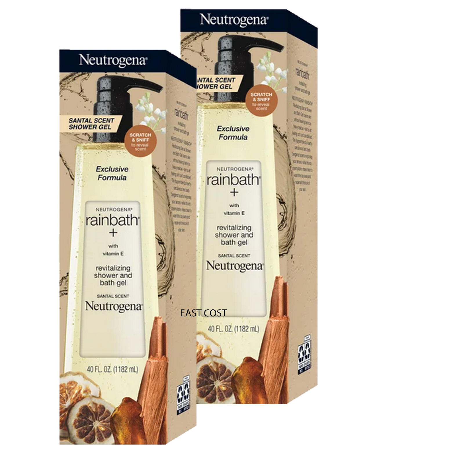 2 Of Neutrogena Rainbath Revitalizing Shower & Bath Gel, Santal Scent, 40 fl oz