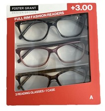 Design Optics by Foster Grant Kiersey Plastic Square Reading Glasses, 3-pk, 3.00