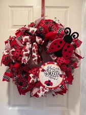 Hogar Dulce Hogar Ladybug Corona XL Decoración Artificial Corona Bienvenida Ladybug Decoración