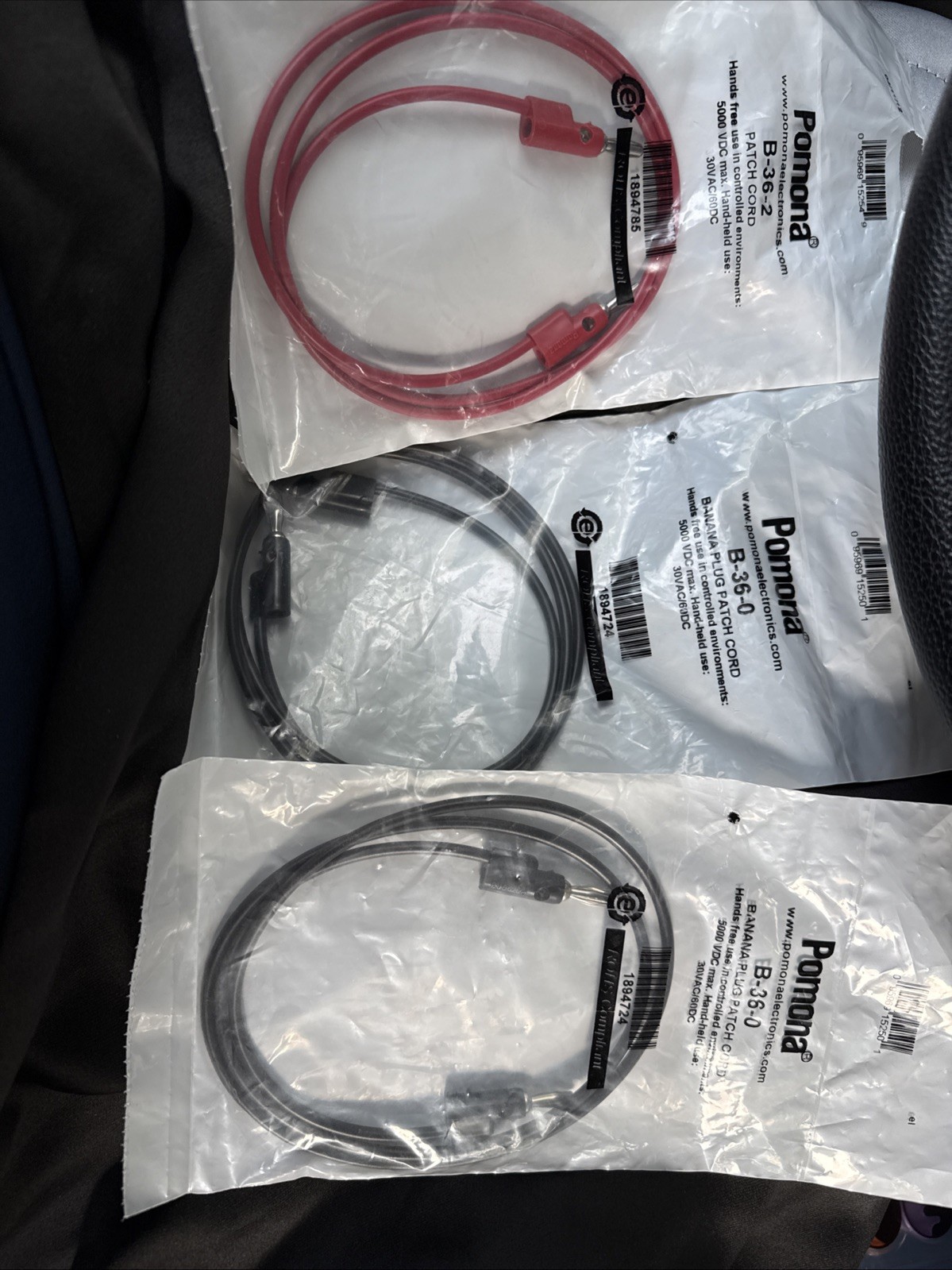 Pomona Electronics B-36-0 X2 Banana Plug Patch Cord 36" long 1 B-36-2