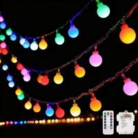 LED Lichterkette 15M 100 Kugeln Bunt Batterie IP65 Wasserdicht Mit Timer AußEn
