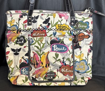 SAKROOTS - Shoulder Bag/Purse/Tote - Song Birds Peace Free Verse - Colorful  Zip