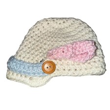 Handmade Unisex Crochet Baby Hat with Button Accents pink or blue can be added