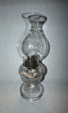 Antique EAPG Pressed Glass Pedestal Kerosene Oil Lamp with Chimney — listing 4