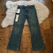 Wrangler Jeans Size 14 Teen Boys Five Star Boot Cut Adjustable Waist Blue NWT