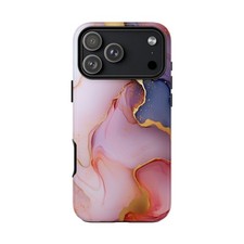 Phone Ink - Case for iPhone/Galaxy/Pixel - Pink Purple Marble Gold Accents