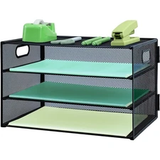 Paper Letter Tray with Handle, 3 Tier Metal Mesh Desk File Organizer, A4 Pape...