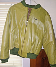 Vintage VERY RARE ECKO RED GREEN LEATHER LAMB SKIN? JACKET NEW