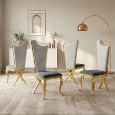 Gorgeous Streamlined High Back Grey Velvet stainless steel legs chair for dini