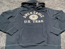 American Eagle Outfitters AE Men  s Blue Sweatshirt With Hood Size L Pullover NWT