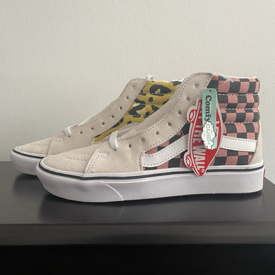 VANS Sk8-Hi Damen High Top Sneaker Karomuster Beige/Rosa EU 36,5