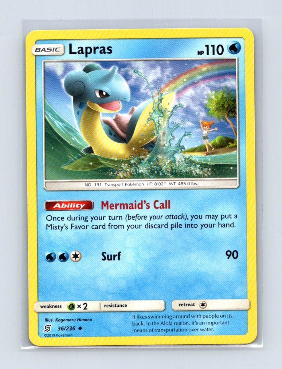 Lapras 36/236 Uncommon Unified Minds Pokemon Lightly Played