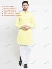 Designer Kurta Cotton Shirt Ethnic Mens Long Pathani Kurta With Pajamas