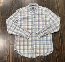 J. Crew Flex Oxford Shirt Men  s Medium Classic Plaid Blue Green Cotton