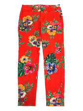 Old Navy Pixie Pants Women's Size 2 R - Stretch Floral Tropical Print Bright Red