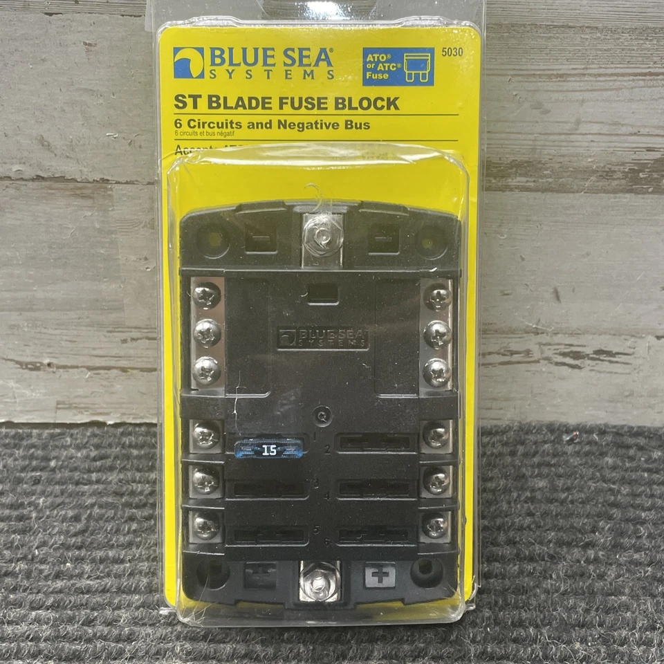 Blue Sea 5030 Marine ST Blade Fuse Block - 6 Circuits with Negative Bus - Image 2 of 3