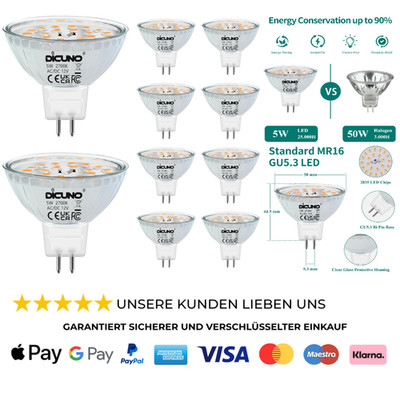 DiCUNO GU5 LED Spot 5W 12V MR16 Warmweiß 27
