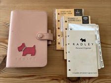 RADLEY-FILOFAX MINI SIZE ORGANISER ~RARE PINK COLOUR SOFT GLOSSY LEATHER