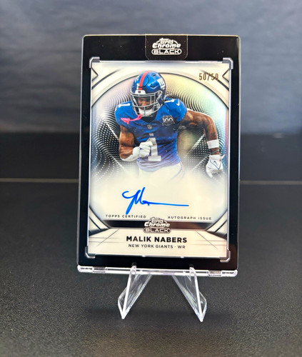 Topps 2025 Chrome Black Football Malik Nabers Ivory Auto IA-MN 50/50 Giants