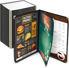 30 Pack Menu Cover 3 Page 6 View 8.5X11" Transparent Cafe Restaurant Book Style