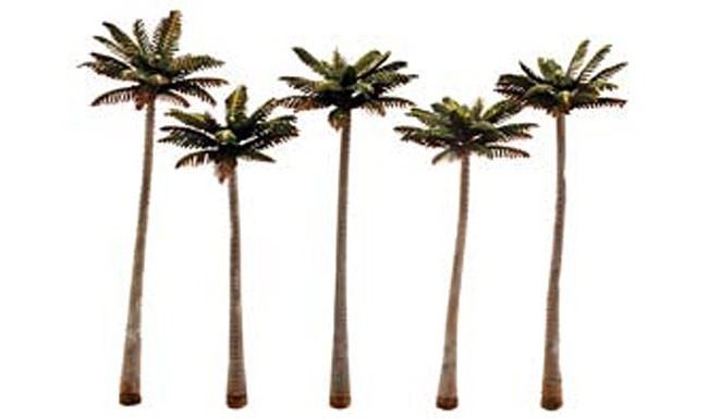 Set of 5 Tall Palm Trees (4 3⁄4 to 5 1⁄4 in.) Woodland scenics TR3598