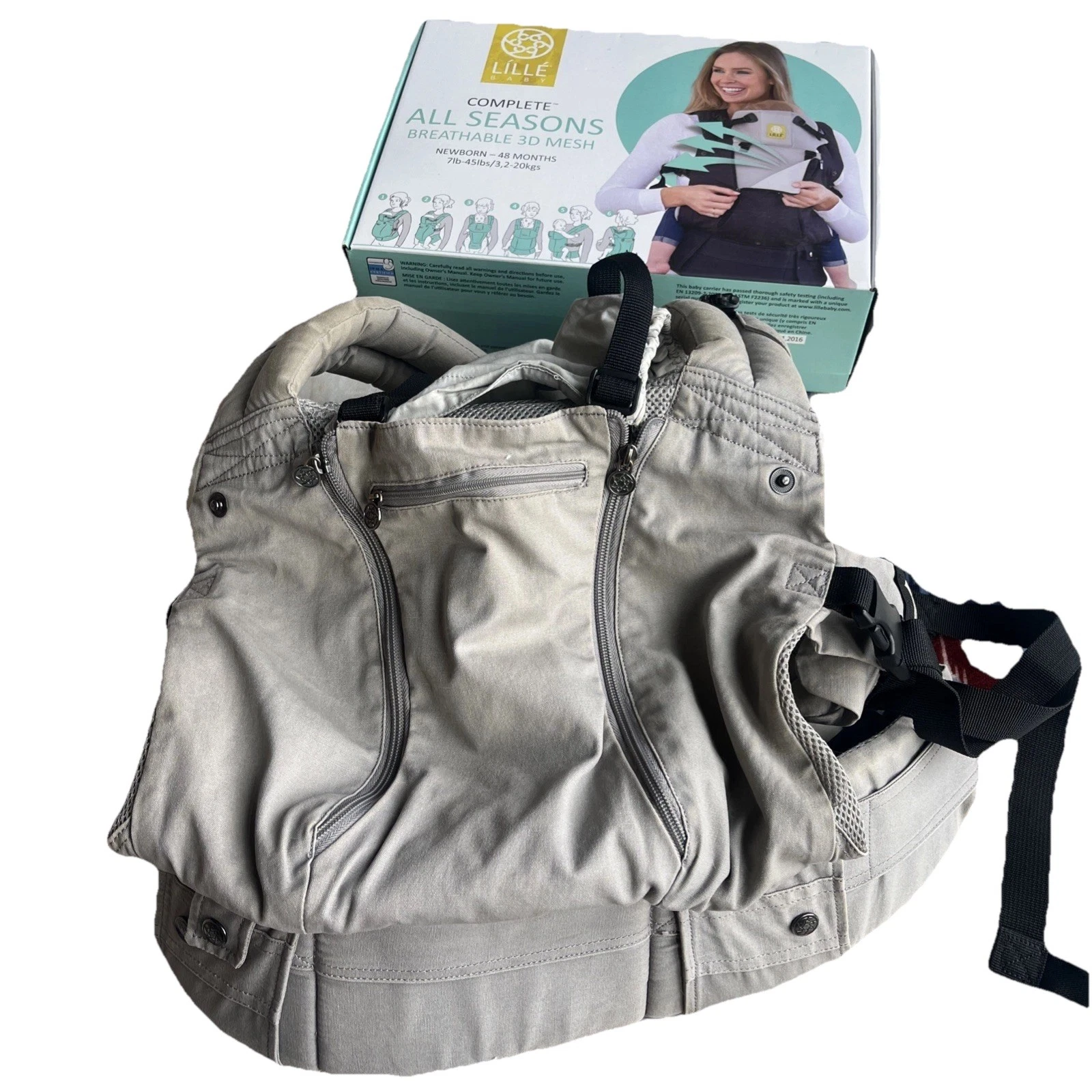 Lillebaby Complete Baby Carrier All Seasons in Stone 100% Cotton 3D Mesh