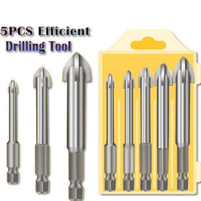 5PCS Opening Efficient Universal Drilling Cross Alloy Drill Bits Set Hole Tool