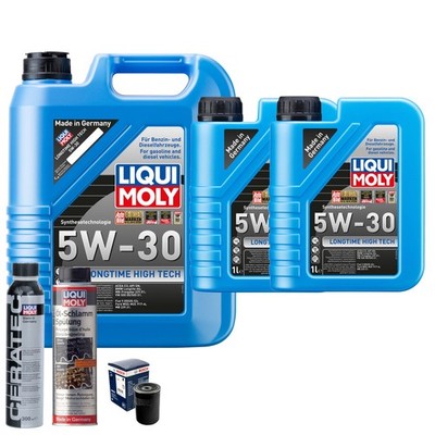 Motoröl 5W30 LIQUI MOLY Longtime High Tech 7L+BOSCH Ölfilter +Spülung +Cera Tec