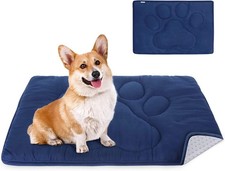 Dog Crate Pad 19"x 30" ,Washable Mat with Anti-Slip M 19"x30" , Navy