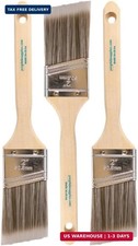 Pro Grade 2 Inch Angled Paint Brush 3 Pack - Professional Angle Sash Brushes f