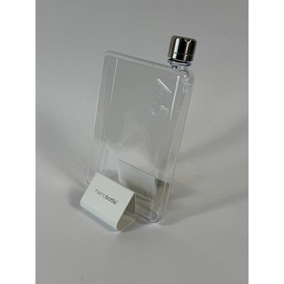 memobottle A5 25 oz Clear Flat Water Bottle Stainless Lid With Desk Stand