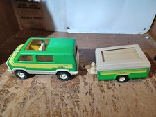 Vintage 80s Tonka van  pop up Camper set green pressed steel