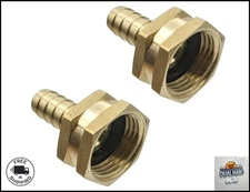 2 Pack Brass Garden Hose Adapter Swivel Fitting, 1/2 PEX Barb and 3/4 GHT Female