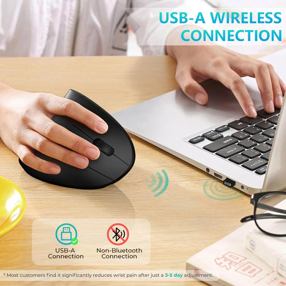 Wireless Rechargeable Mouse Ergonomic Vertical 3 Adjustable DPI/ Optical/ Sleek. - Image 4 of 4