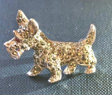 Vintage Silver Tone Marcasite Scottie Dog Scottish Terrier Brooch Pin
