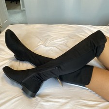 Stivali Anna Field neri 50/50 elasticizzati al ginocchio tacco a blocco taglia 7 EU 40 nuovi