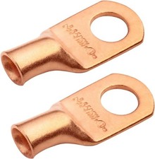 6 AWG 5/16 Inch Stud Wide Pad Copper Lugs, Battery Lugs, Ring Terminals