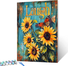 Yellow Sunflowers Paint by Numbers Laugh Paint by Numbers Kits Beginner Teal ...