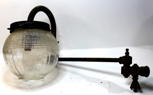 Vintage Antique Brass Copper Glass Gas Lamp Street Light ?? Untested