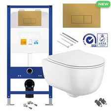 Rimless Wall Hung Toilet 2.0 with 1.10m Concealed Cistern Frame WC Unit Plate