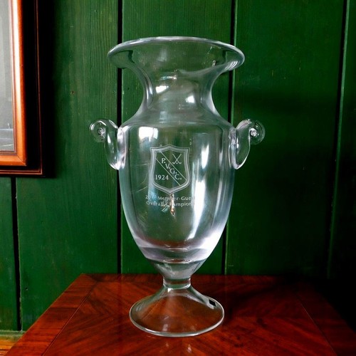 Sterling Cut Glass Palos Verdes Golf Club Crystal Trophy Cup 2011 12" California