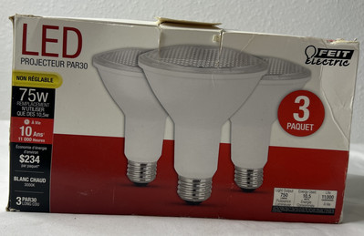 Feit Electric 75W Par30 3000K Reflector Led Bulbs 3Pk (please read, No RETURN)