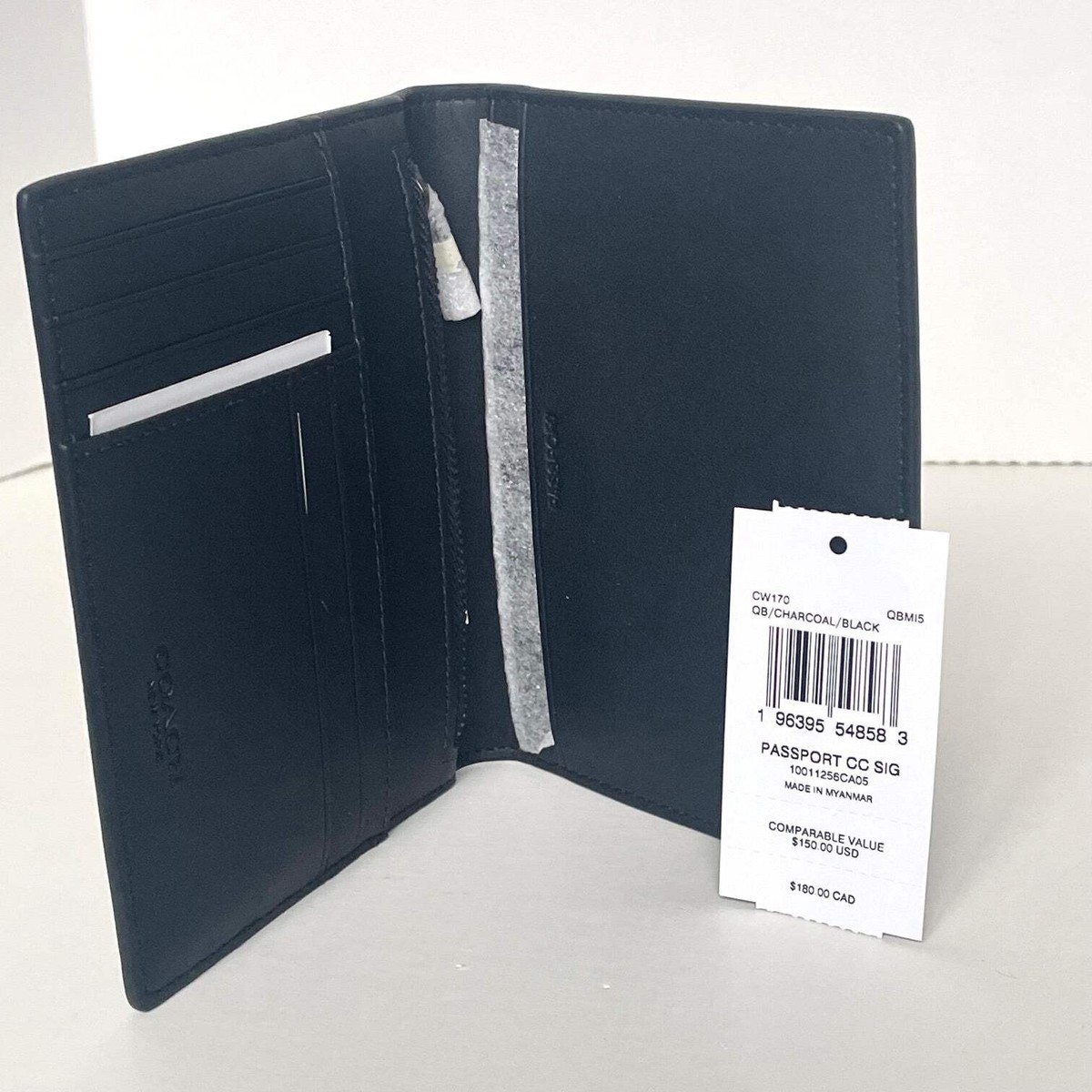 Coach Passport Card Case In Signature Canvas Black- Genuine for