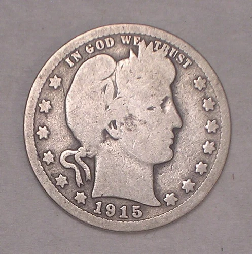 1915 Barber Quarter Dollar, Good to Very Good, Nice Original Surfaces