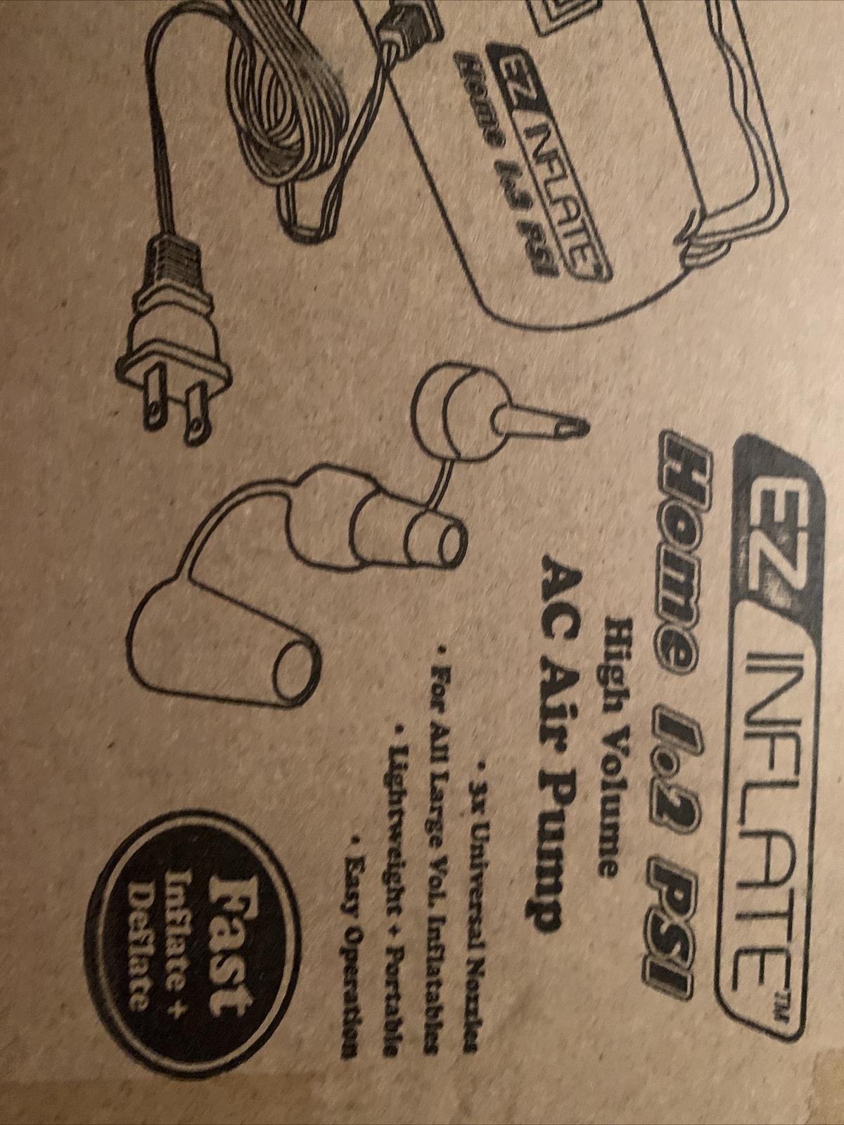 Electric Air Pump Portable with 3 Nozzles Adapters High Volume Low Pressure Pump